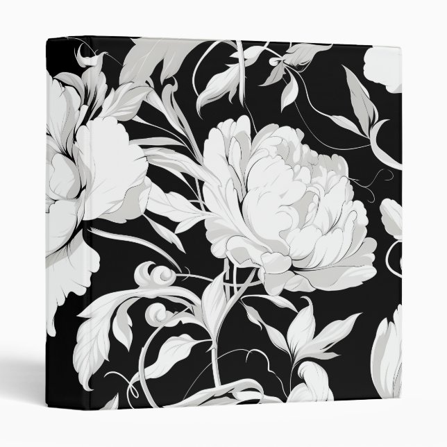 Personalized Elegant Chic Luxury Floral Design 3 Ring Binder (Front/Spine)