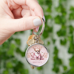 Personalized Elegant chihuahua Dog with Glitter Keychain
