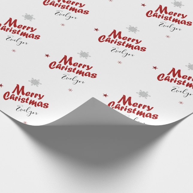 Personalized Elegant Christmas Name Wrapping Paper (Corner)