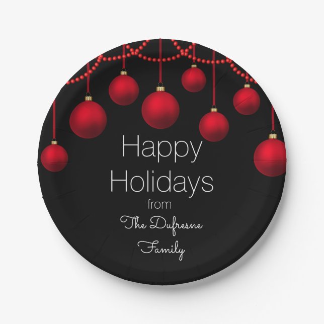 Personalized & Elegant Christmas Paper Plates (Front)