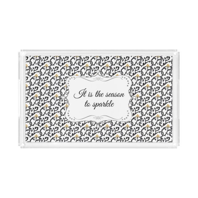 Personalized Elegant Christmas Pattern Acrylic Tray (Front)