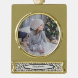 Personalized Elegant Christmas Pattern Gold Plated Banner Ornament