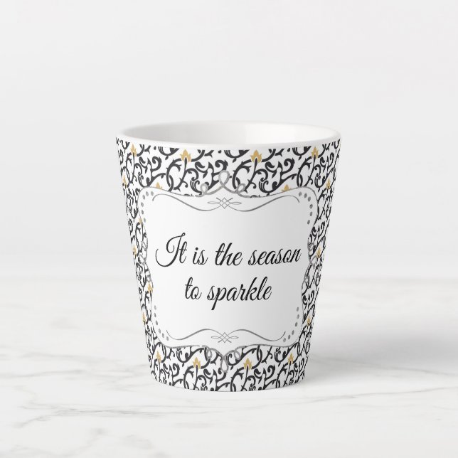 Personalized Elegant Christmas Pattern Latte Mug (Front)