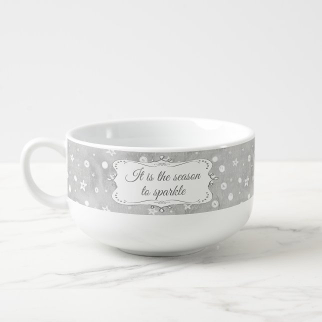 Personalized Elegant Christmas Pattern Soup Mug (Right)