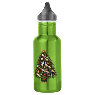 Personalized Elegant Christmas Tree Stainless Steel Water Bottle