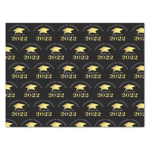 Personalized Elegant Class of 2022 Black Gold Tissue Paper