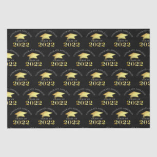Personalized Elegant Class of 2022 Black Gold Tissue Paper