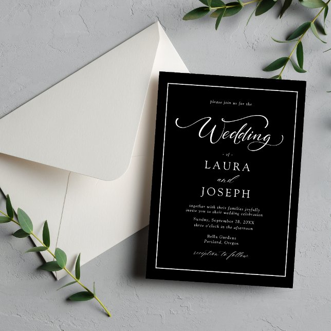Personalized Elegant Classic Black & White Wedding Invitation (Creator Uploaded)