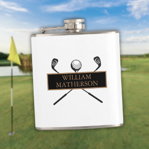 Personalized Elegant Classic Gold and Black Flask