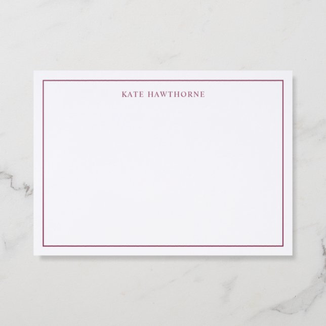 Personalized Elegant Classic Letterpress Note Card (Front)