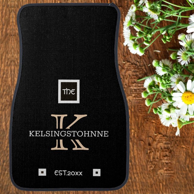Personalized Elegant Classic Monogram Family Name Car Floor Mat (Creator Uploaded)
