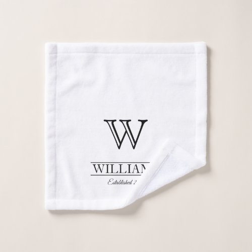 Personalized Elegant Classic Monogram Family Name Wash Cloth