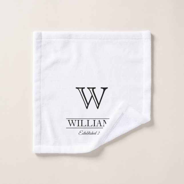 Personalized Elegant Classic Monogram Family Name Wash Cloth (Wash Cloth)