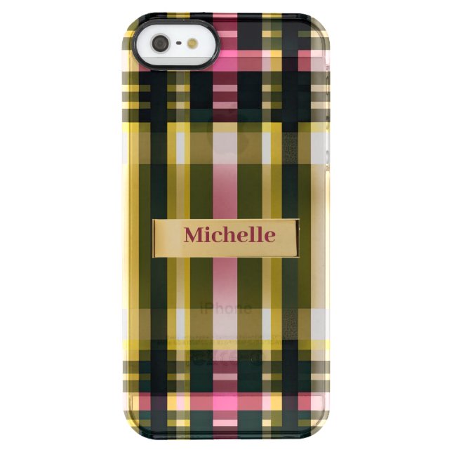 Personalized Elegant Classic Pink Green and Gold  Uncommon iPhone Case (Back)