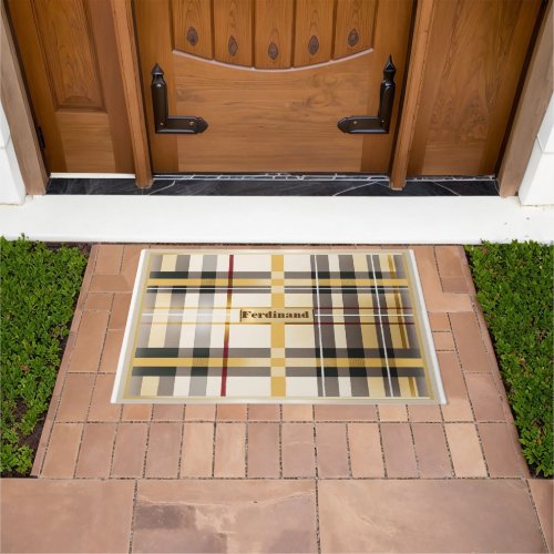 Personalized Elegant Classic Tan and Taupe Doormat