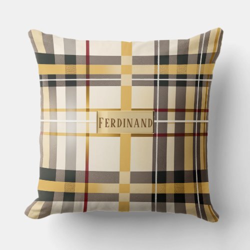 Personalized Elegant Classic Tan and Taupe Throw Pillow