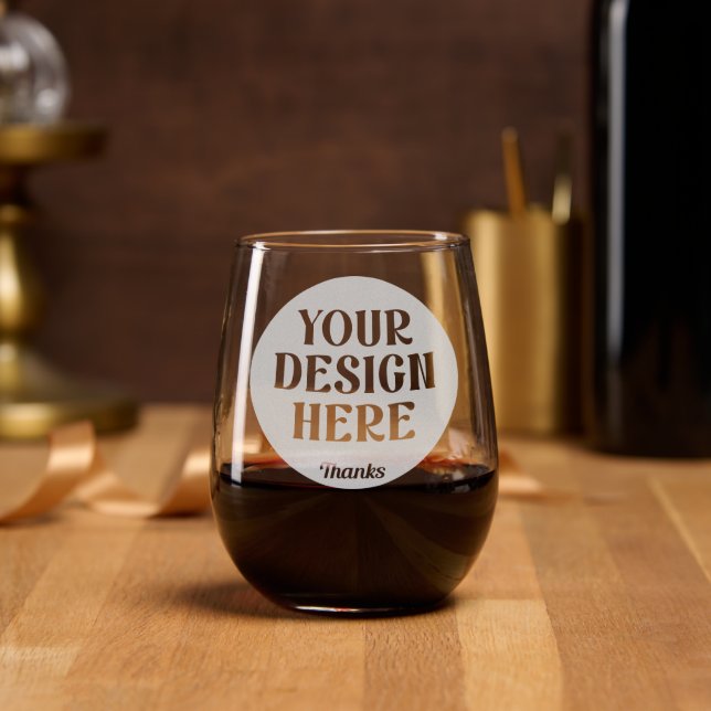 Personalized, Elegant, Classic, Wedding Gifts Stemless Wine Glass (Party)