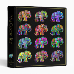 Personalized Elegant Colorful Elephants Scrapbook 3 Ring Binder
