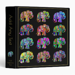Personalized Elegant Colorful Elephants Scrapbook 3 Ring Binder