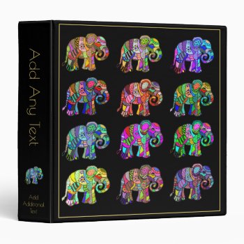Personalized Elegant Colorful Elephants Scrapbook 3 Ring Binder by EleSil at Zazzle