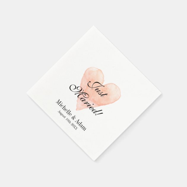 Personalized Elegant Coral Heart Wedding Napkins