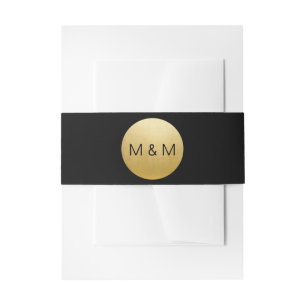 Personalized Elegant Custom Black & Gold Wedding Invitation Belly Band