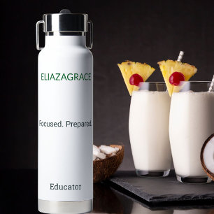 Personalized Elegant Cute Classic Teacher Focus Water Bottle