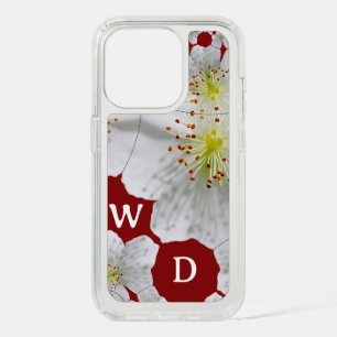 Personalized Elegant Cute Floral Art Burgundy iPhone 15 Pro Case