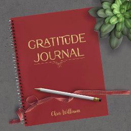 Personalized Elegant Dark Red Gratitude Notebook