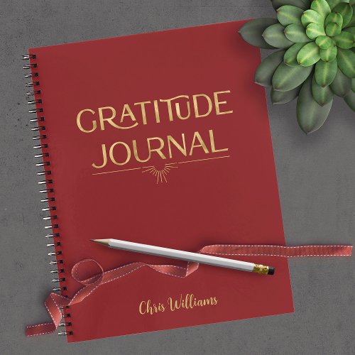 Personalized Elegant Dark Red Gratitude Notebook