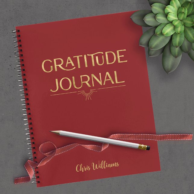 Personalized Elegant Dark Red Gratitude Notebook (Creator Uploaded)