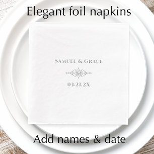 Personalized Elegant Diamond Wedding Anniversary Foil Napkins