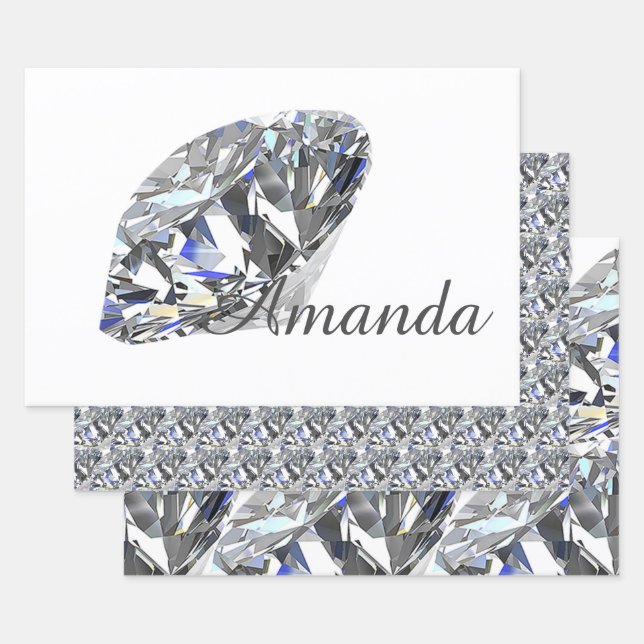 Personalized Elegant Diamonds Wrapping Paper Sheets (Set)