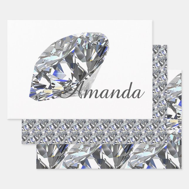 Personalized Elegant Diamonds Wrapping Paper Sheets (Set)