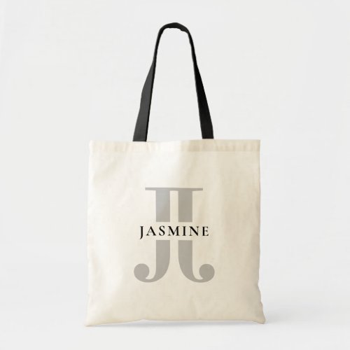 Personalized elegant double monogram letter tote bag