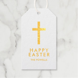 Personalized Elegant Easter Cross Foil Gift Tags