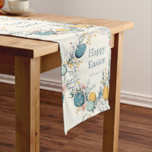 Personalized Elegant Egg Floral Easter Long Table Runner