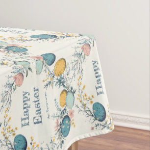 Personalized Elegant Egg Floral Easter Tablecloth