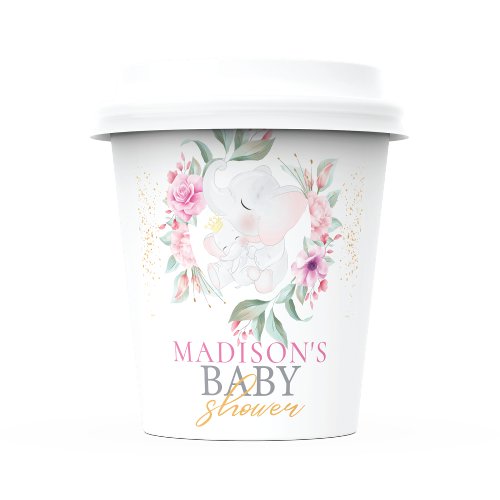Personalized Elegant Elephant girl baby shower Paper Cups