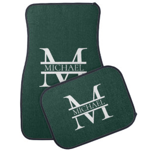 Personalized Elegant Emerald Green Monogram & Name Car Floor Mat