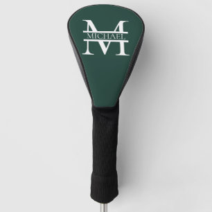 Personalized Elegant Emerald Green Monogram & Name Golf Head Cover