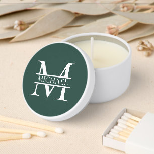 Personalized Elegant Emerald Green Monogram & Name Mini Candle Favors