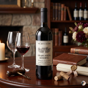 Personalized Elegant Estate Vineyard Graduation Wine Label