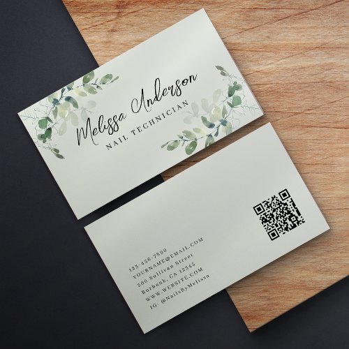 Personalized Elegant Eucalyptus Monogram  Business Card