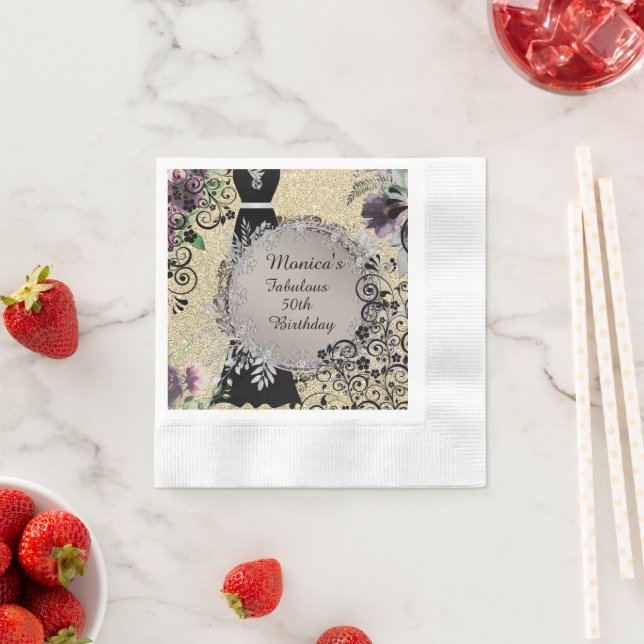 Personalized Elegant Fabulous 50th Birthday Napkins (Insitu)