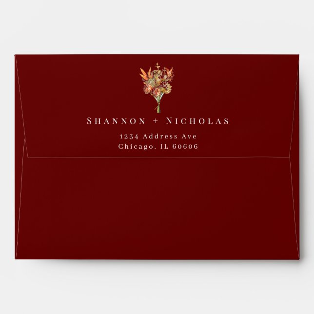 Personalized Elegant Fall Bouquet Envelope (Back (Top Flap))