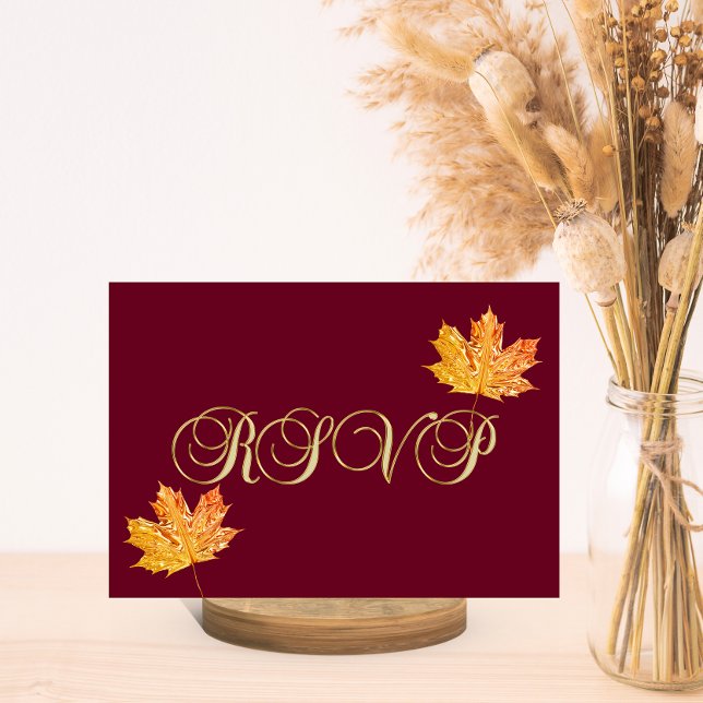 Personalized Elegant Fall Burgundy RSVP Wedding Card (Creator Uploaded)