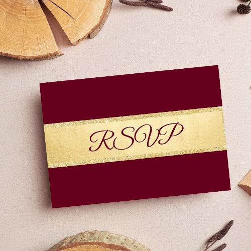 Personalized Elegant Fall Burgundy RSVP Wedding Invitation