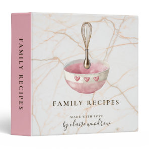 Personalized Elegant Family Recipes Whisk 3 Ring Binder