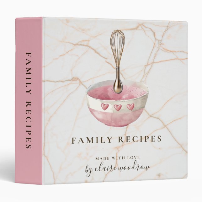 Personalized Elegant Family Recipes Whisk 3 Ring Binder (Front/Spine)